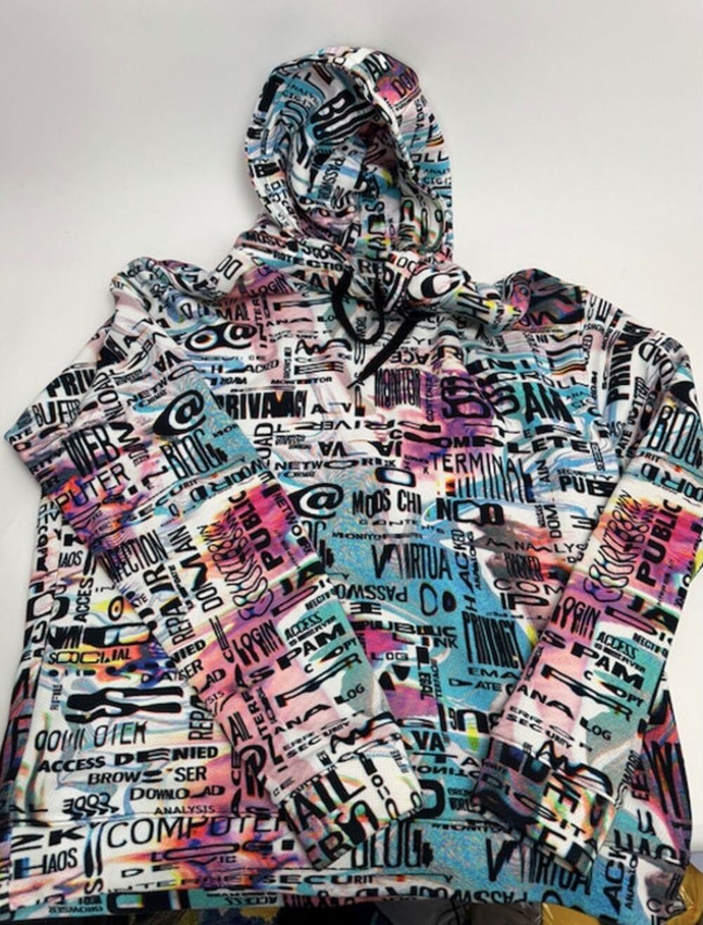 Men's Moschino Couture Graphic Print Drawstring Sweatshirt Hoodie Size 56
